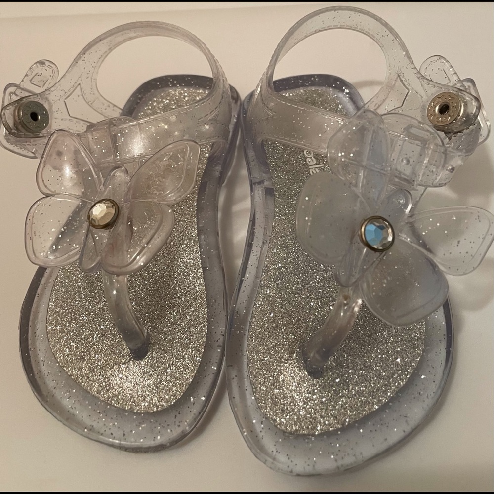 Baby Girl Clear Jelly Sandals with Flower, Size 5 Worn Once